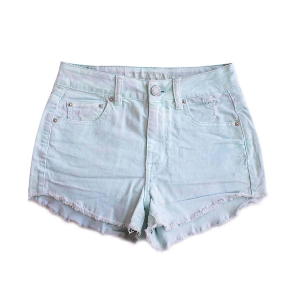 AEO Mint Distressed Jean Shorts